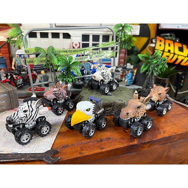アニマルヘッド モンスタートラック プルバック ミニカー （6台セット） ■ アメリカン雑貨 アメリカ雑貨