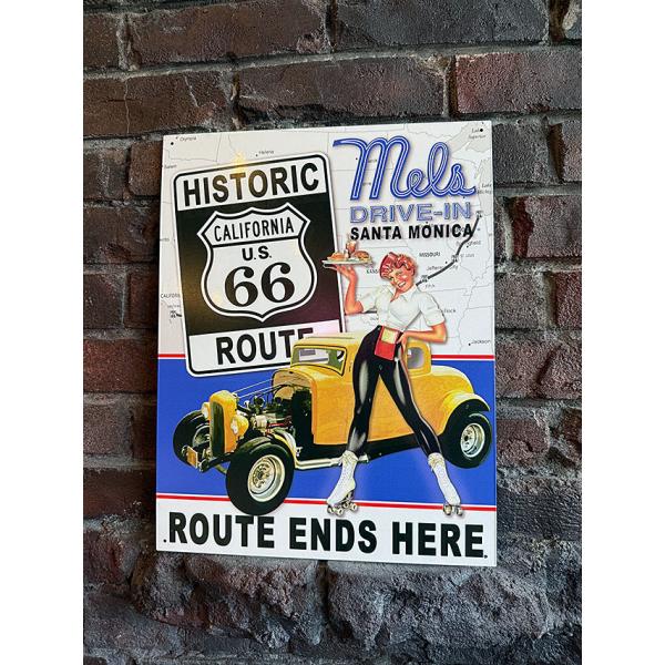 ルート66 メルズドライブイン ブリキ看板 アメリカングラフィティ ■ アメリカン雑貨 アメリカ雑貨