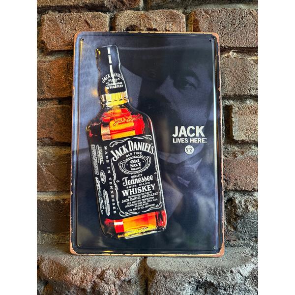 ジャック・ダニエル ミニブリキ看板 （JACK LIVES HERE） ■ アメリカン雑貨 アメリカ雑貨
