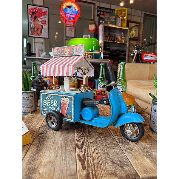 ビール屋さんの移動販売車 三輪スクーター ブリキオブジェ ■ アメリカン雑貨 アメリカ雑貨