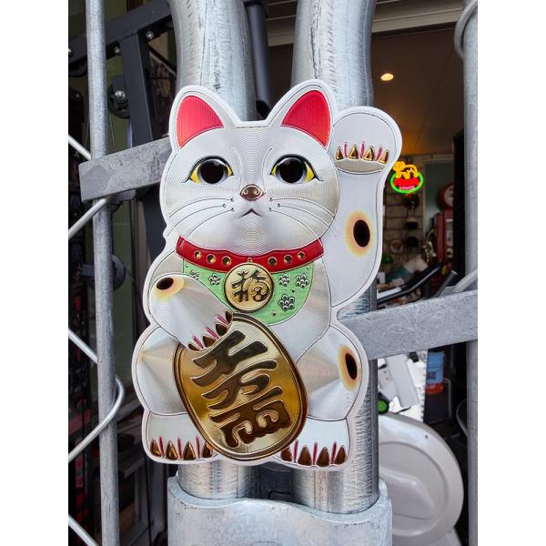 クルマにも貼れる！　招き猫　リフレクター　ステッカー　（シルバー）　商売繁盛　千客万来　金運アップ ■ アメリカン雑貨 アメリカ雑貨