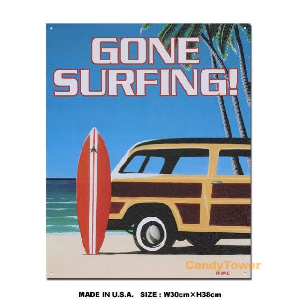 アメリカンブリキ看板 サーフィンに出かけてます！ アメリカ雑貨