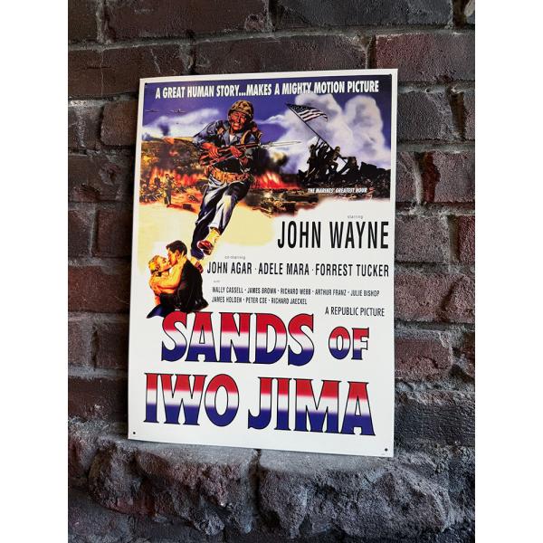 映画 硫黄島の砂 ブリキ看板 主演 ジョン・ウェイン SANDS OF IWO JIMA サンズ・オブ・イオウジマ ■ アメリカン雑貨 アメリカ雑貨