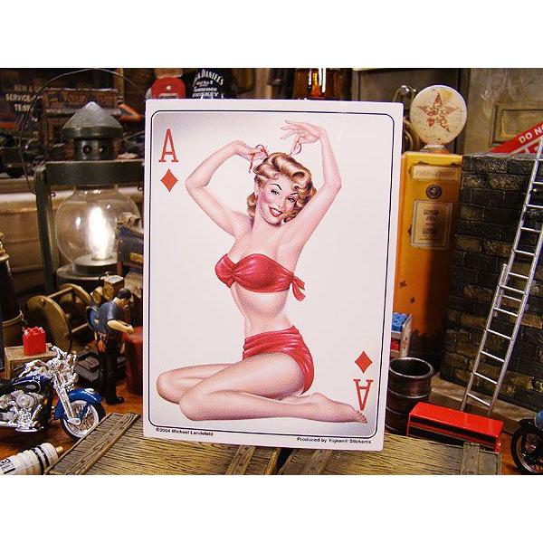 ピンナップガール アートステッカー （Ace of Diamonds） アメリカ雑貨