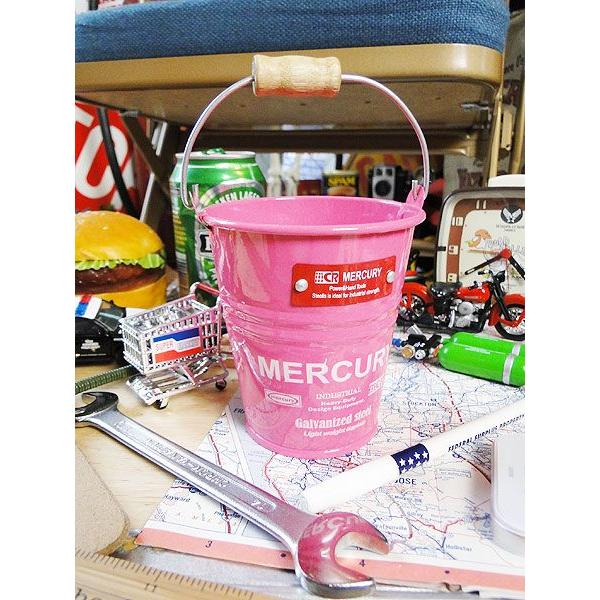 マーキュリーミニバケツ （ピンク） ■ アメリカ雑貨 アメリカン雑貨 MERCURY おしゃれ 男前 生活雑貨 小物入れ ペンスタンド