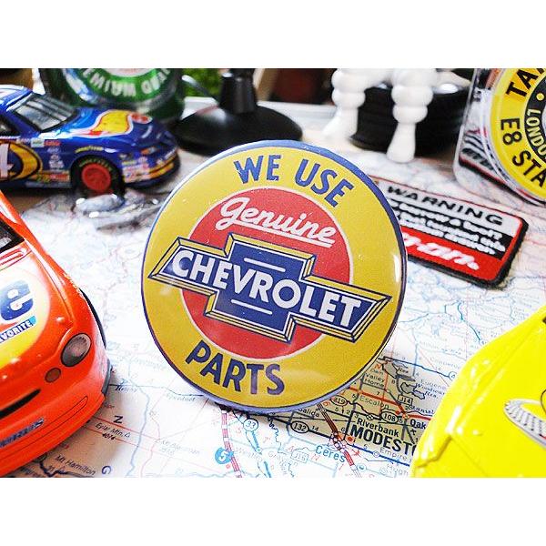アメ車好きのためのモーター系缶バッジ （シボレー パーツ 