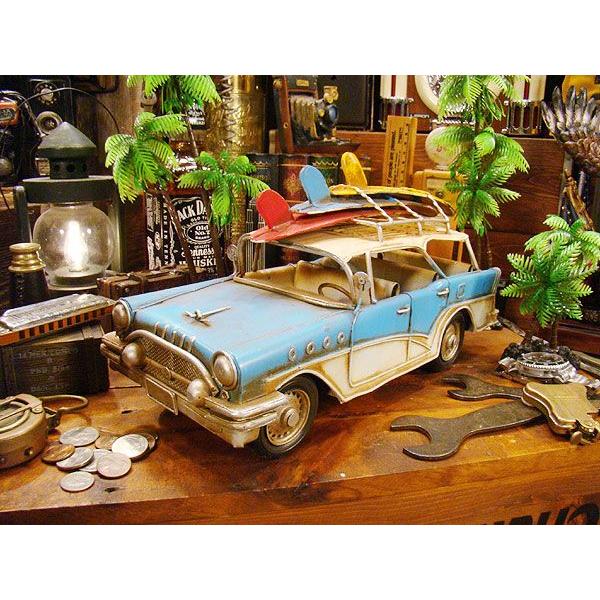 サーフワゴン　ブリキカー　（スカイブルー/ホワイト）　アメリカン雑貨 アメリカ雑貨　インテリアな部屋　ダイキャストカー　小物