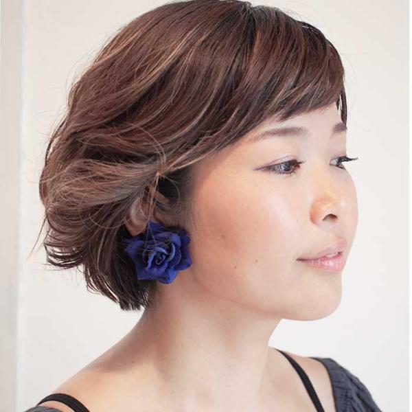 イヤリング バラ 薔薇 一輪 クリップイヤリング（青・ブルー） レディース メンズ ハロウィン コスプレ クリスマス パーティー