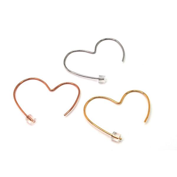 ピアス 金属アレルギー対応 ステンレス ハート型 ワイヤー シンプル キャッチレス 軽い 上品 女性 かわいい 片耳 1個