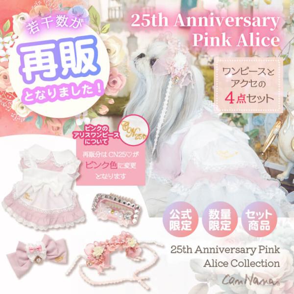 CanNana 再販 ピンク アリスワンピース 不思議の国のアリス 犬服