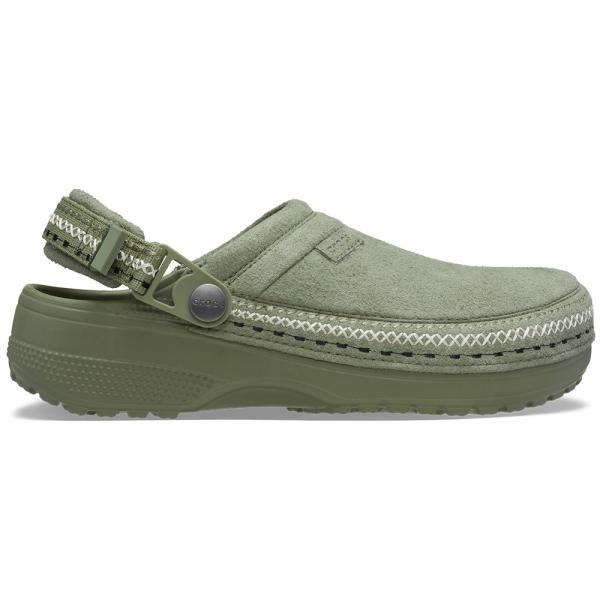 crocs クロックス 国内正規品  214048 ユニセックス メンズ レディース  サンダル  Cs Crafted Vegan Suede Stitch Cargo サボ カーキ 緑
