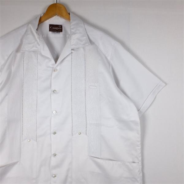 GUAYABERA Campos オープンカラー半袖キューバシャツ 刺繍入り