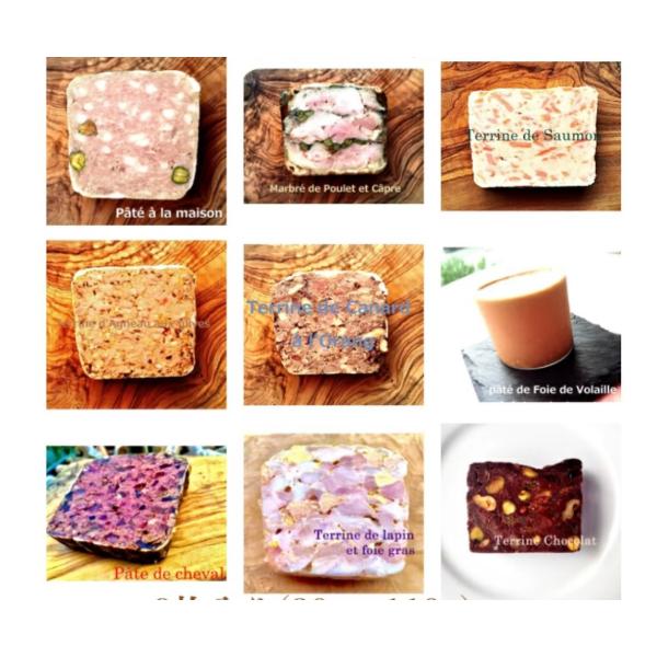 【バラエティー豊富　食べ比べが楽しい　テリーヌ9種セット】　★低温でしっとりと仕上げた豚肉とピスタチオを使った王道テリーヌ。　★サーモンとクリームチーズ・バターを贅沢に使ったテリーヌ　　バケットやクラッカーにつけてお召し上がりください。　　...