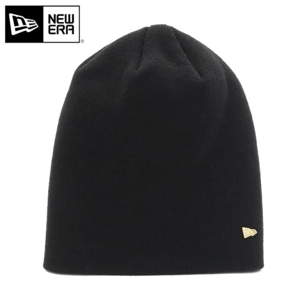未使用URU カシミア100% 黒 ニット帽・ビーニー NEW ERA（ニューエラ） ニューエラニット帽ビーニー メタルフラッグ