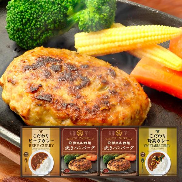 半額 飛騨高山牧場 焼きハンバーグ＆こだわりカレーセット BHF-CJR ギフト お返し 内祝い 志 お礼 満中陰志 粗供養 出産 結婚 お祝い お中元