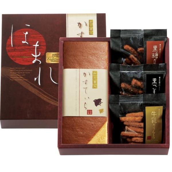 〇商品名：和菓匠菴 「ほまれ」和三盆糖入かすてぃら御詰合せ  NHMR-AE3　（用途例等）ギフト プレゼント 贈答品 ギフトセット セット 詰め合わせ グルメギフト メモリアルギフト お返し お中元 御中元 お歳暮 お年賀 御年賀 残暑見...