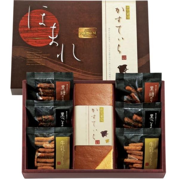 〇商品名：和菓匠菴 「ほまれ」和三盆糖入かすてぃら御詰合せ   NHMR-BJ3　（用途例等）ギフト プレゼント 贈答品 ギフトセット セット 詰め合わせ グルメギフト メモリアルギフト お返し お中元 御中元 お歳暮 お年賀 御年賀 残暑...