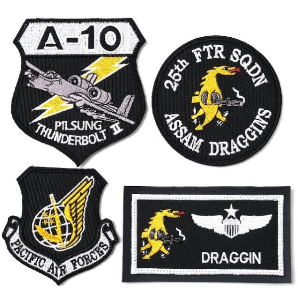 Military Patch（ミリタリーパッチ）25th SQ ブラックイエローカラー 4枚セット [フック付き]
