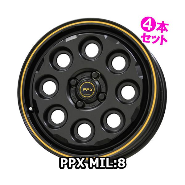 (4�{����) 15×4.5J +45 4/100 PPX �~���G�C�g (BK) ���L 15�C���` �z�C�[��4�{�Z�b�g MIL:8