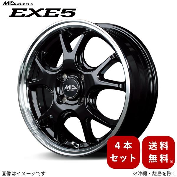 アルミホイール クロスビー 71系 スズキ 【16×6.0J 4-100 INSET43 グロッシーブラック/リムポリッシュ】 マルカ MID EXE5 4本セ