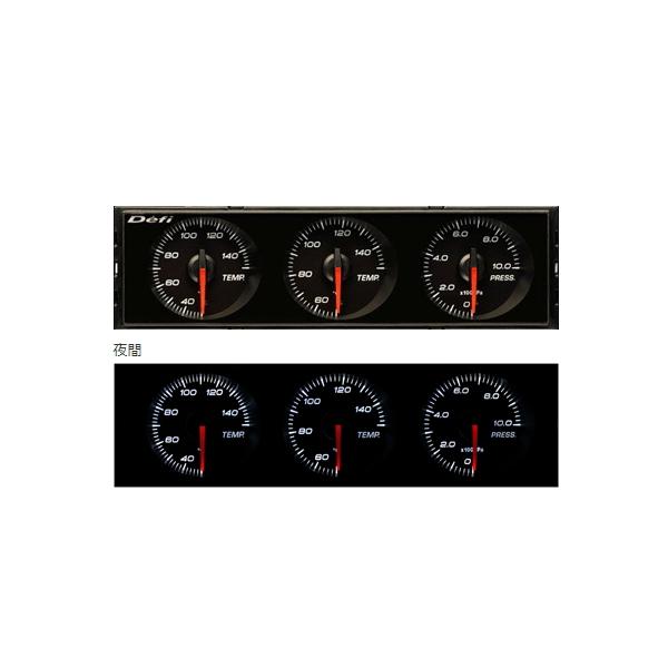 Defi（デフィ） DF14403 DIN-Gauge 3連メーター 温度計2個、圧力計1個