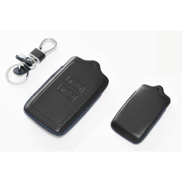 CodeTech LE-RE-001BB レザーキーカバー for ルノー ブラック×ブルー スマートキーケース  ルーテシアIV、キャプチャー、メガーヌIV、