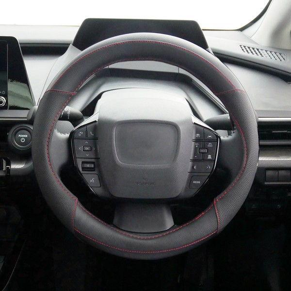 他サイト： ハンドルカバー SSサイズ 3本スポーク 専用 FTレザー 黒 レザー シボ加工レザー コンビ 赤 レッド ステッチ 6764-04BKRの商品画像