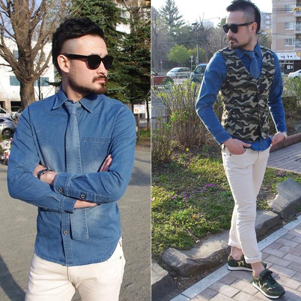 デニムシャツ インディゴ ボタンダウン デニム メンズ シャツ ネクタイ付きデニムシャツ Slowgan スローガン Buyee Buyee 日本の通販商品 オークションの代理入札 代理購入