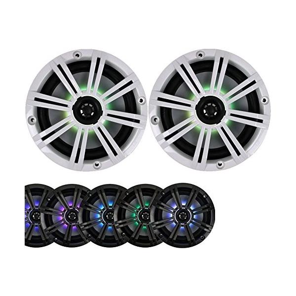 1-ペア (2-スピーカー) Kicker キッカー 6.5インチ 195W LED マリン