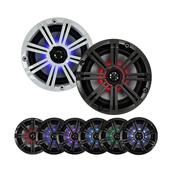 2-ペア (4-スピーカー) With Multi Color LED Lights Kicker キッカー