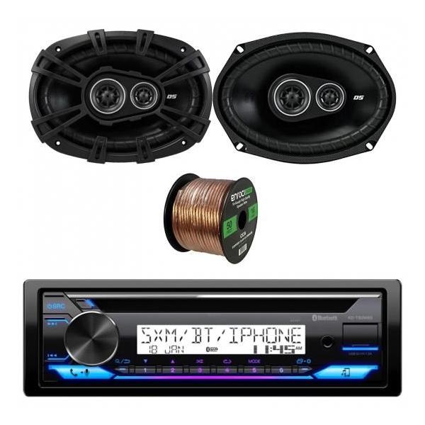 JVC KD-T92MBS マリンボート ヨットラジオ ステレオ USB AUX CDプレーヤー レシーバー バンドルコンボ、Kicker 6x9インチ 360ワット カーコアキシャル3ウェ