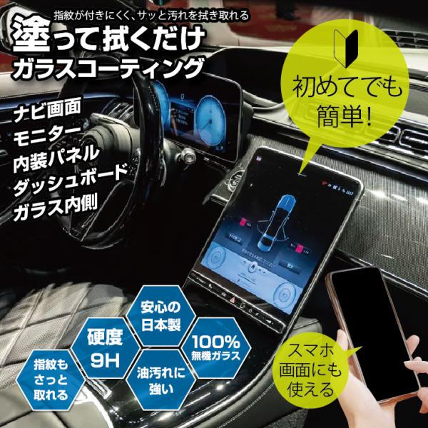 塗るだけ！簡単 ガラスコーティング 塗るピカ 日本製 Aコート ナビ画面