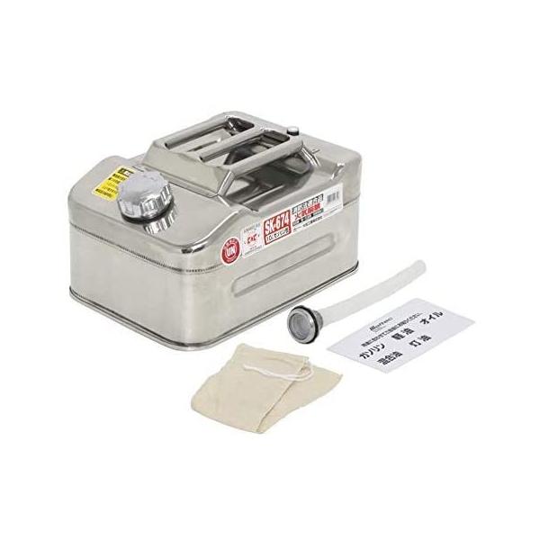 灯油携行缶　10リットル　ステンレス鋼 ガソリン携行缶 縦型 10L ステンレス 車載用、防災時に最適サイズ UN