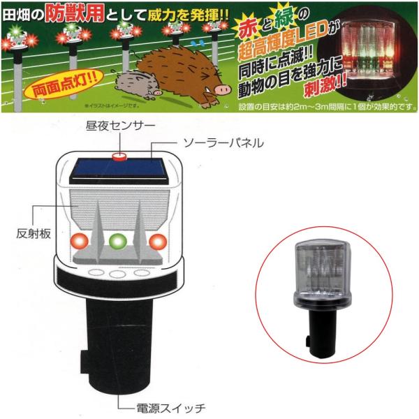 防獣ライト ソーラー式 撃退ライト LED センサー付き 防獣 獣除け LED