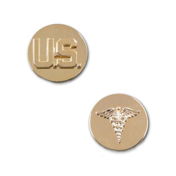 アメリカ陸軍 下士官 兵科章 - U.S.・医療科 サービスドレス襟用 米軍