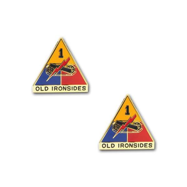 アメリカ陸軍 クレスト - 第1機甲師団 - Old Ironsides サービスドレス用 米軍 ミリタリーバッジ 2個セット