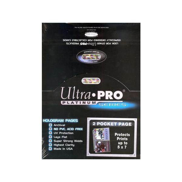 �E���g���v�� Ultra Pro 2�|�P�b�g �V�[�g 5x7 #81416 | 2-Pocket Platinum Page with 5" X 7" Pockets