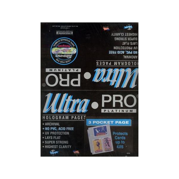 �E���g���v�� Ultra Pro 3�|�P�b�g �V�[�g 4x6 #81424 | 3-Pocket Platinum Page for 4" X 6" Photos