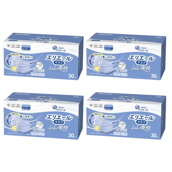 4個セット エリエール ムレ爽快 アイスブルー ふつうサイズ30枚入