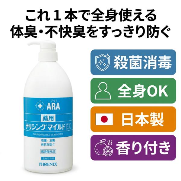 ボディソープ シャンプー 全身用ソープ 石鹸 全身用 アラ！ナリシングマイルドEX 体臭 加齢臭 にきび ニキビ 介護 爆買 敬老の日