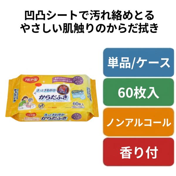 体拭きシート からだ拭きシート 体ふきシート 水なしタオル 防災グッズ 介護 お風呂介助 さっとさわやかからだふき 60枚入 爆買