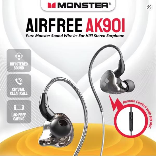 MONSTER 有線イヤホン インナーイヤー型 耳掛け ブラック 3.5mm