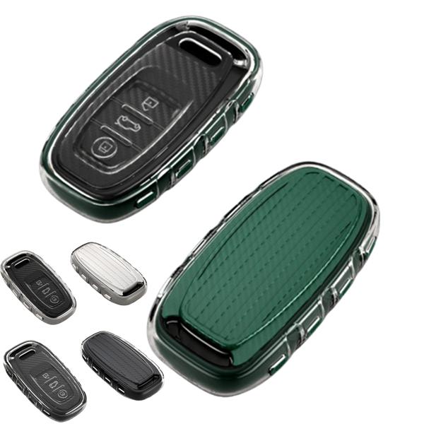 アウディ Audi 新型 キーカバー キーケース TPU シリコン 緑 黒 全面保護 落下防止 新型 カーボン調 指紋防止