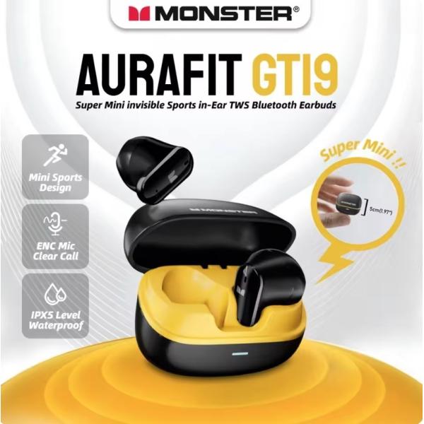 MONSTER AURA FIT GT19 イヤホン ハーフインイヤー セミインナーイヤー ノイズキャンセリング 軽量 Bluetooth ワイヤレス スポーツ クリスマス プレゼント 爆買