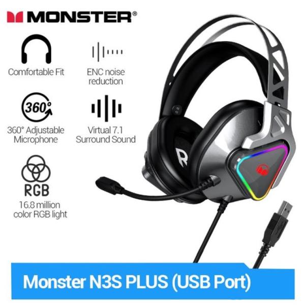 MONSTER MONSTER AIRMARS N3S USB接続 ゲーミングヘッドセット