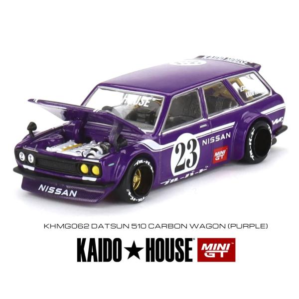 MINI GT KAIDO 街道 ダットサン 510 ワゴン チェイス カーボン MINI GT x 街道はうす 1/64 ダットサン 510ワゴン カーボン 赤