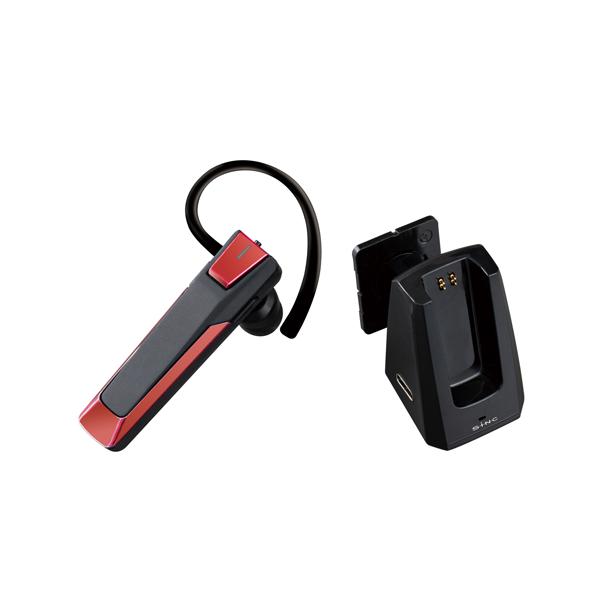 Bluetooth ワイヤレス イヤホンマイク Ver5.1 ブラックxレッド イヤー
