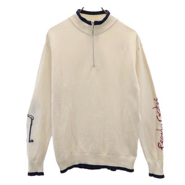 美品 L相当●パーリーゲイツ ドライバーズニット Wジップ 白 美品 L相当○パーリーゲイツ ドライバーズニット Wジップ 白