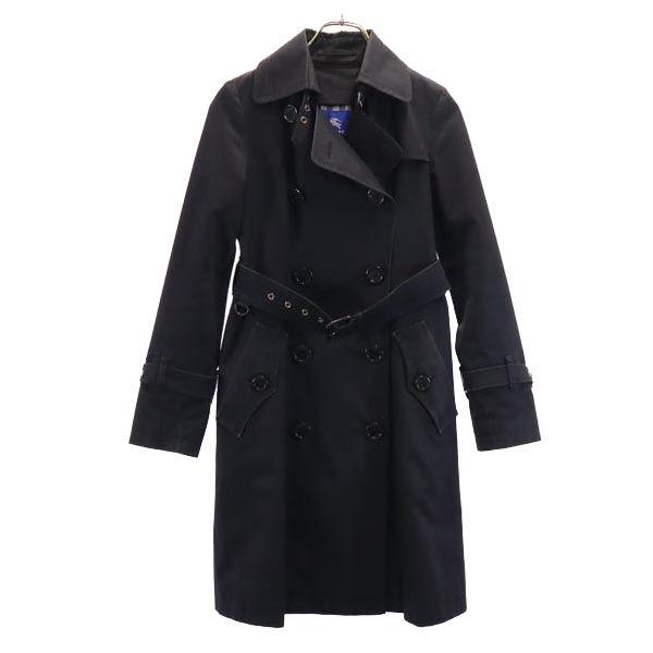 BURBERRY BLUE LABEL バーバリーブルーレーベル 日本製 三陽商会 トレンチコート 36 ブラック レディース 古着 中古