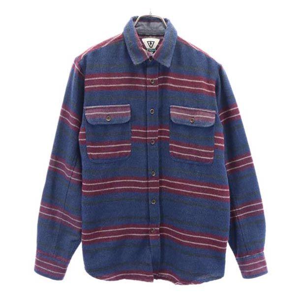 VISSLA ヴィスラ 総柄 長袖 シャツ S ブルー系 アウトドア メンズ 古着 中古